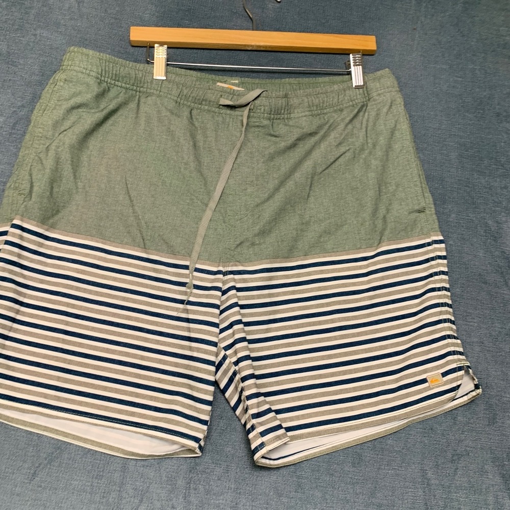 Quiksilver Waterman Swim Trunks Shorts Mens 38W Multi Striped Side Slit Surfing